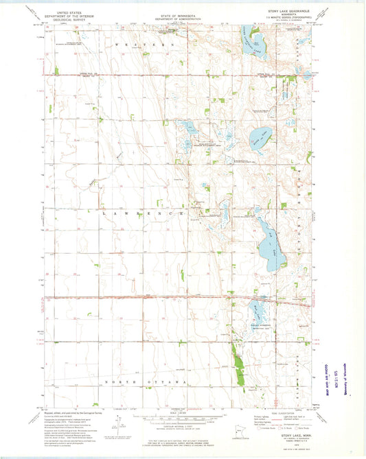 Classic USGS Stony Lake Minnesota 7.5'x7.5' Topo Map Image