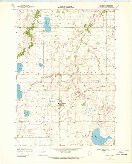 Classic USGS Storden Minnesota 7.5'x7.5' Topo Map Image