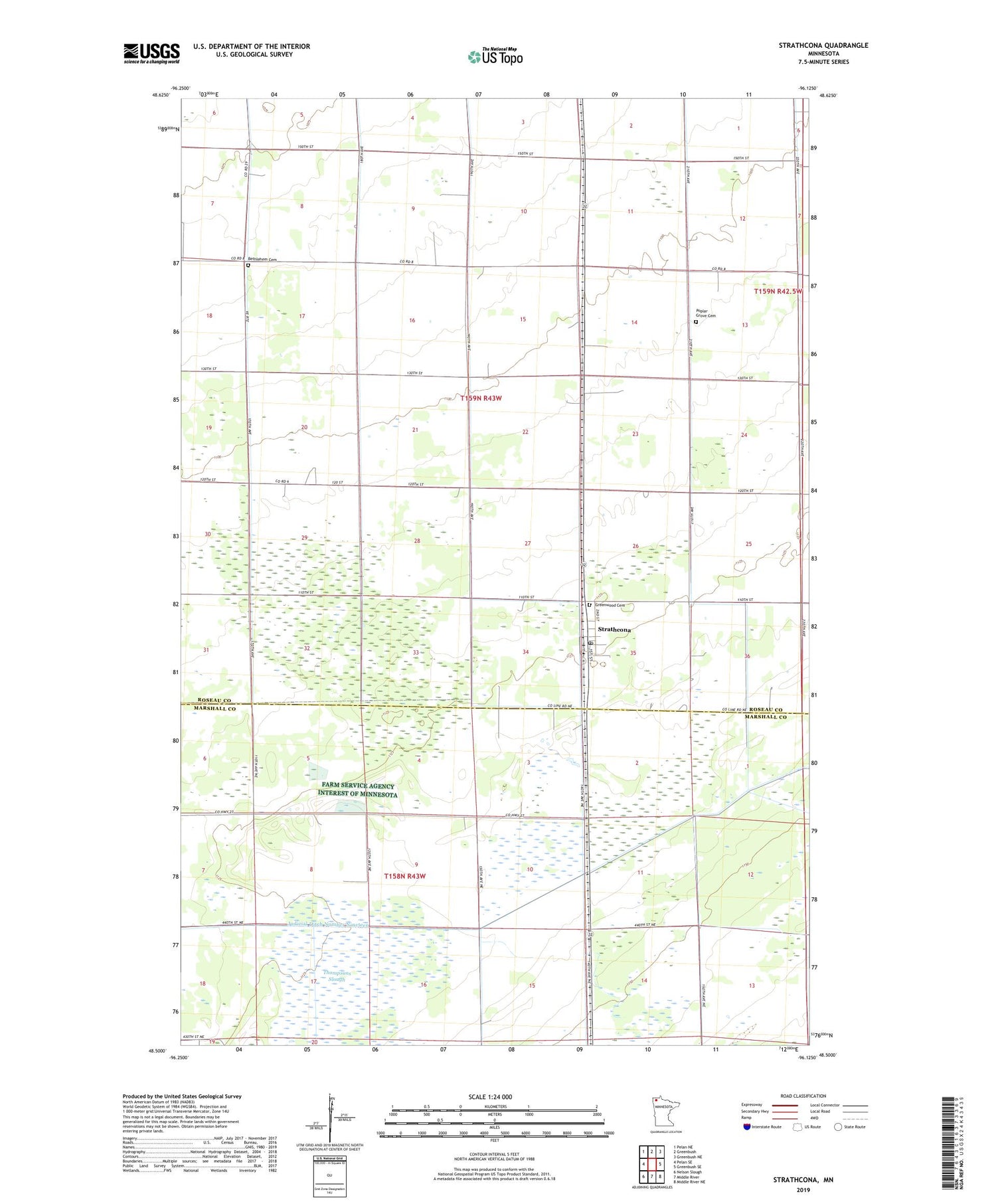 Strathcona Minnesota US Topo Map Image