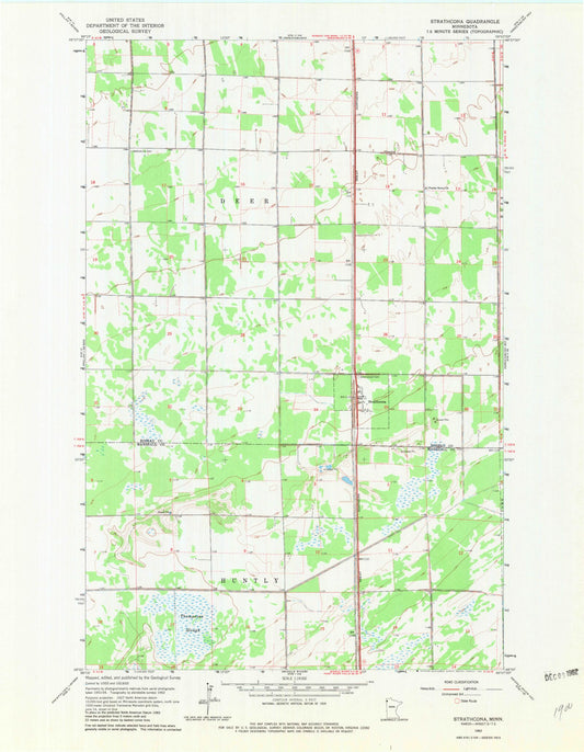 Classic USGS Strathcona Minnesota 7.5'x7.5' Topo Map Image