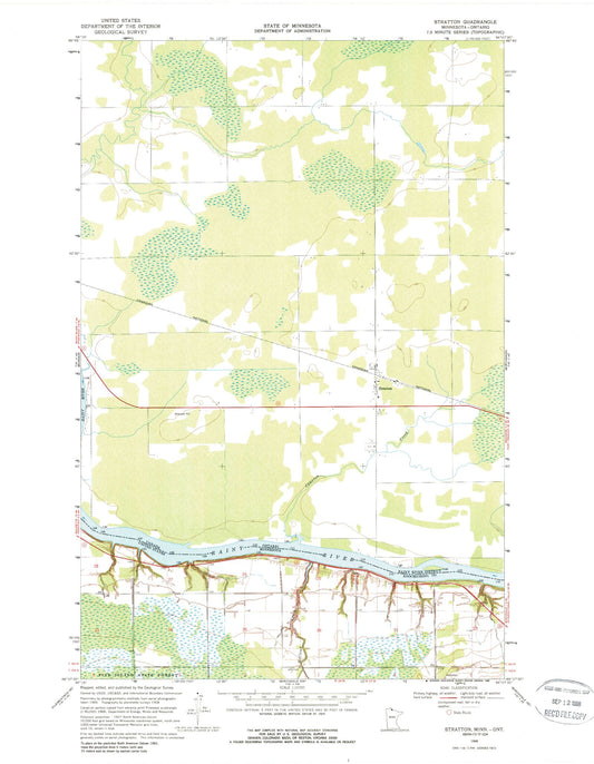 Classic USGS Stratton Minnesota 7.5'x7.5' Topo Map Image