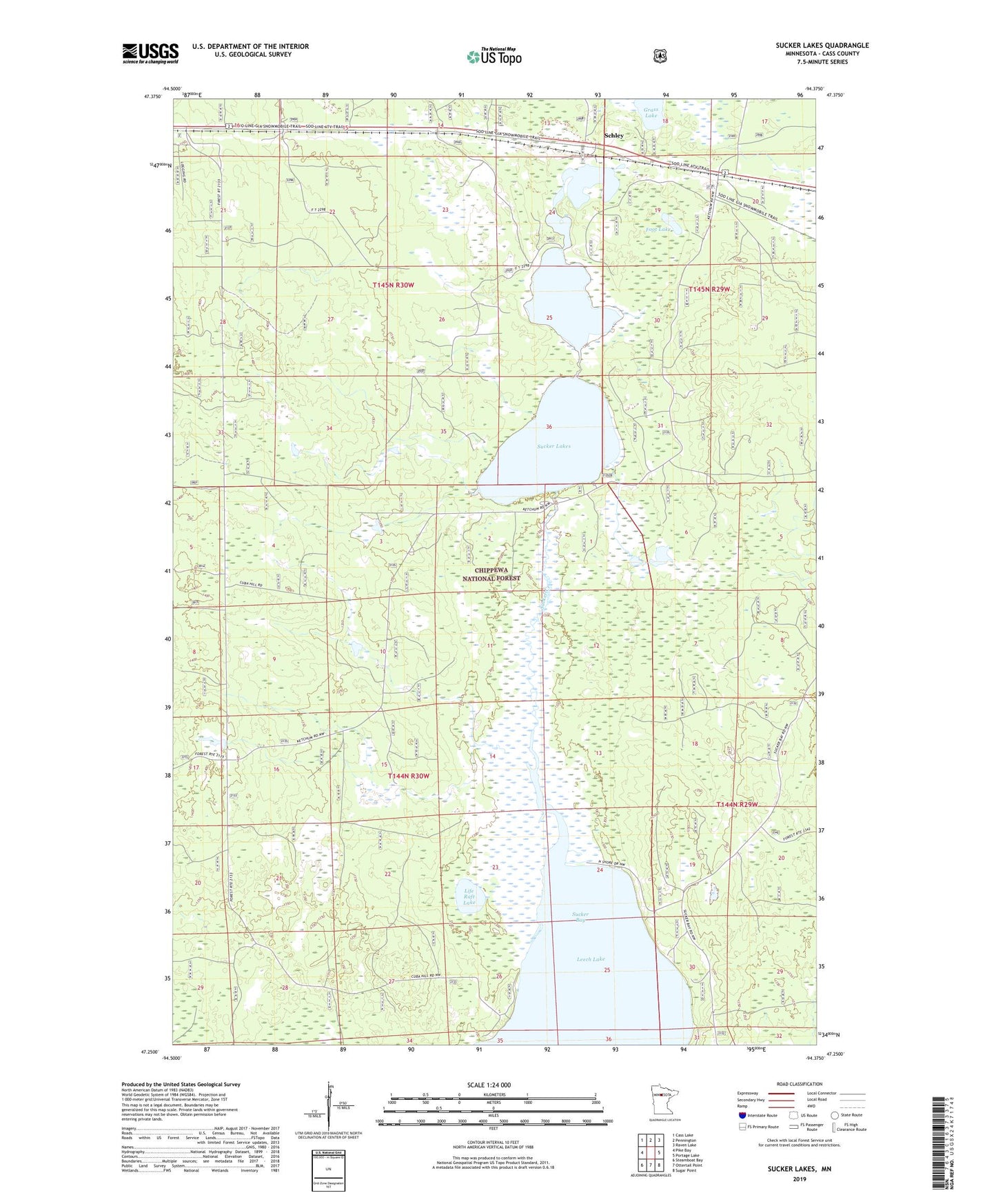 Sucker Lakes Minnesota US Topo Map Image
