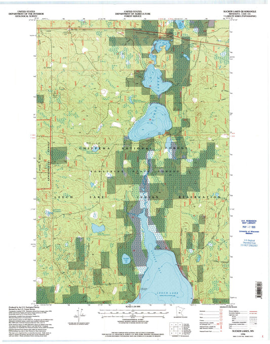 Classic USGS Sucker Lakes Minnesota 7.5'x7.5' Topo Map Image