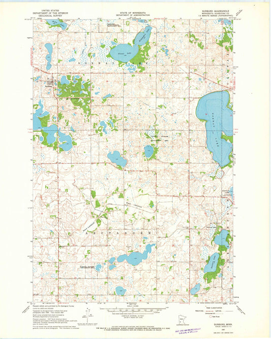 Classic USGS Sunburg Minnesota 7.5'x7.5' Topo Map Image