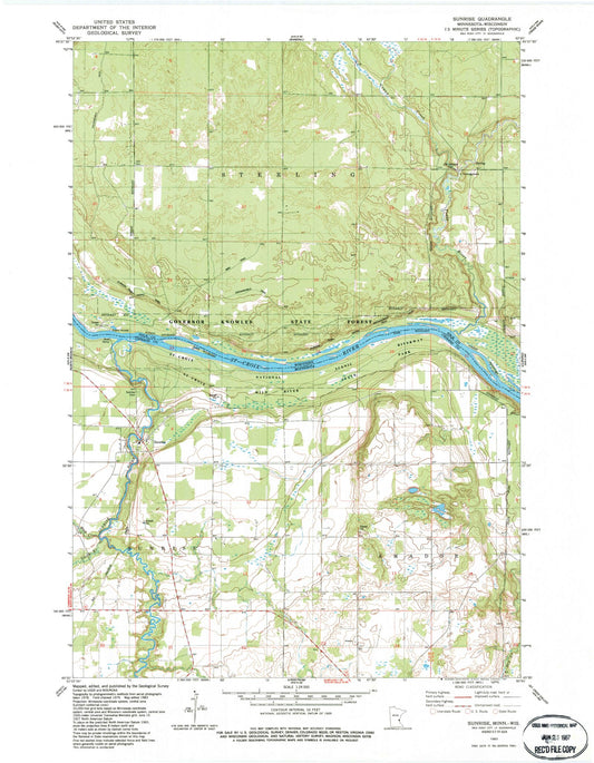 Classic USGS Sunrise Minnesota 7.5'x7.5' Topo Map Image