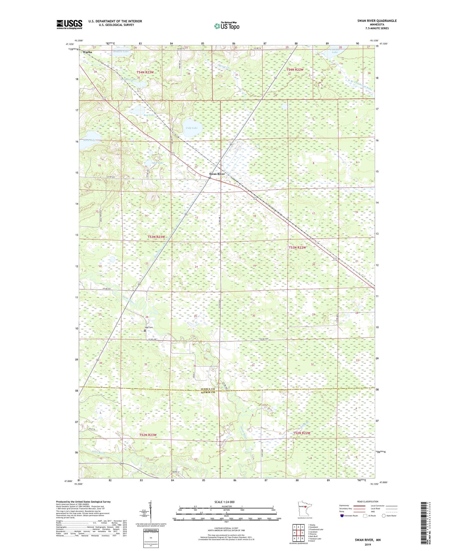 Swan River Minnesota US Topo Map Image