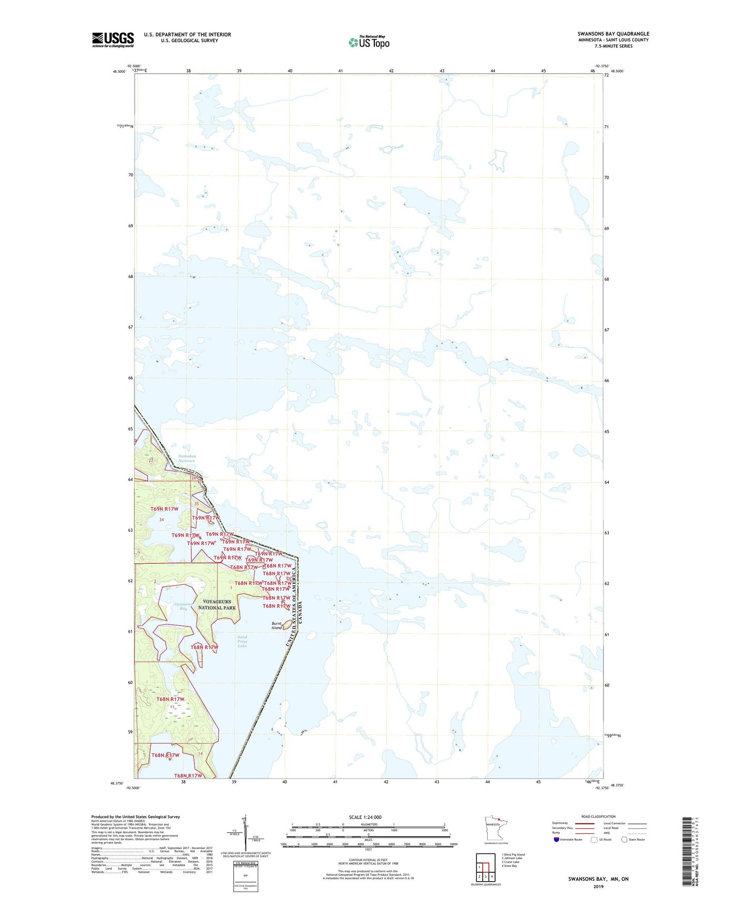 Swansons Bay Minnesota US Topo Map Image