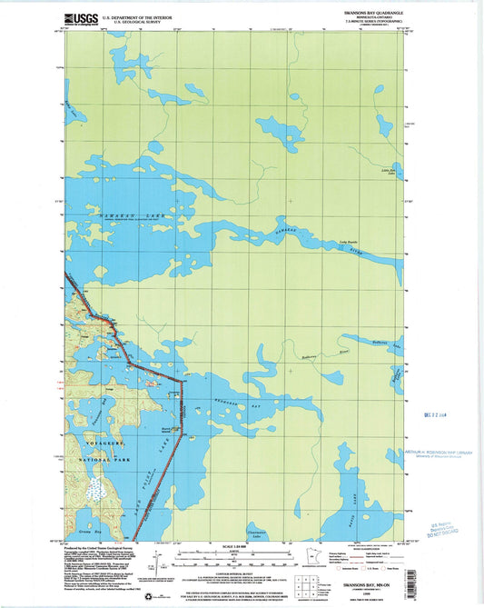 Classic USGS Swansons Bay Minnesota 7.5'x7.5' Topo Map Image