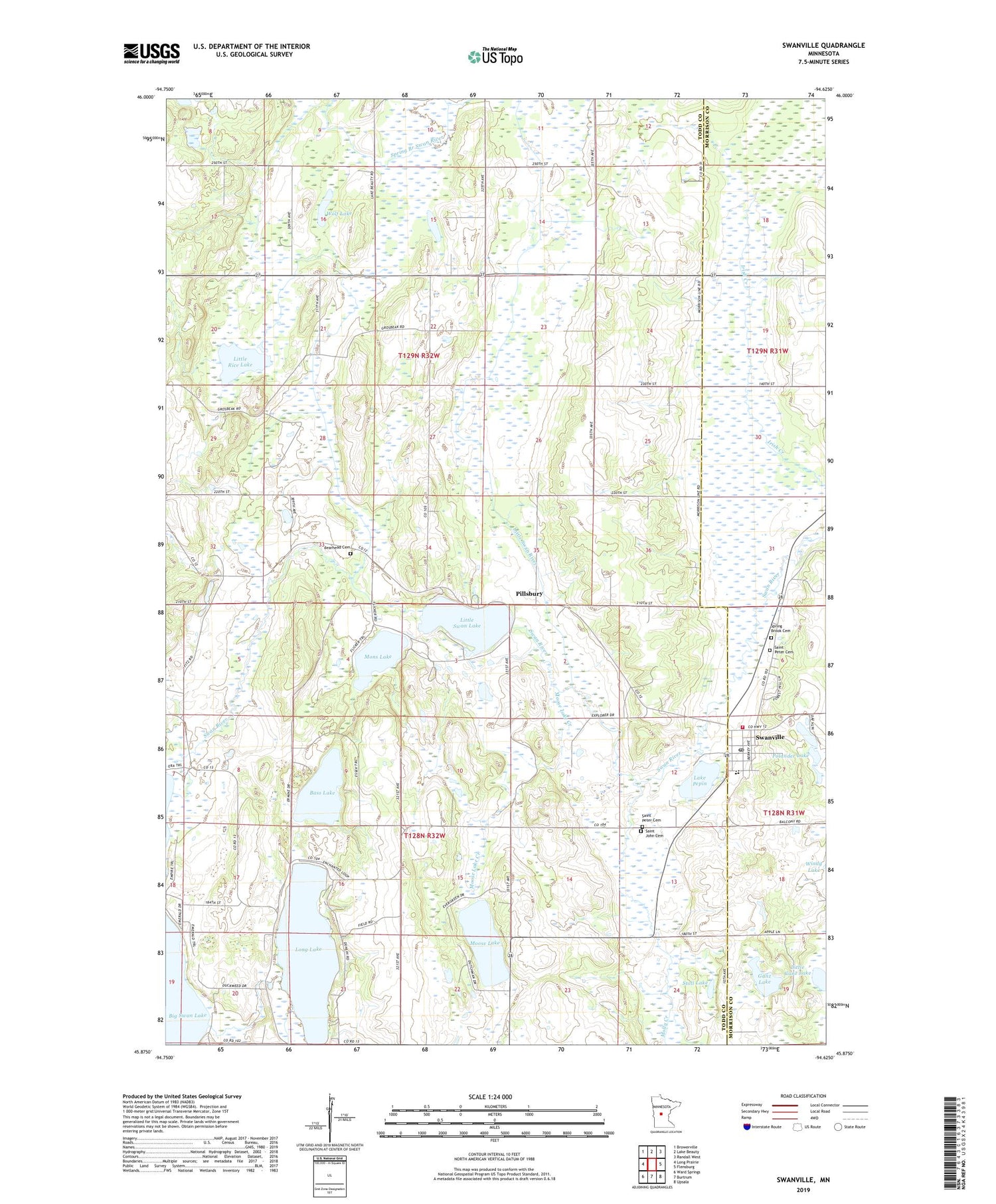 Swanville Minnesota US Topo Map Image