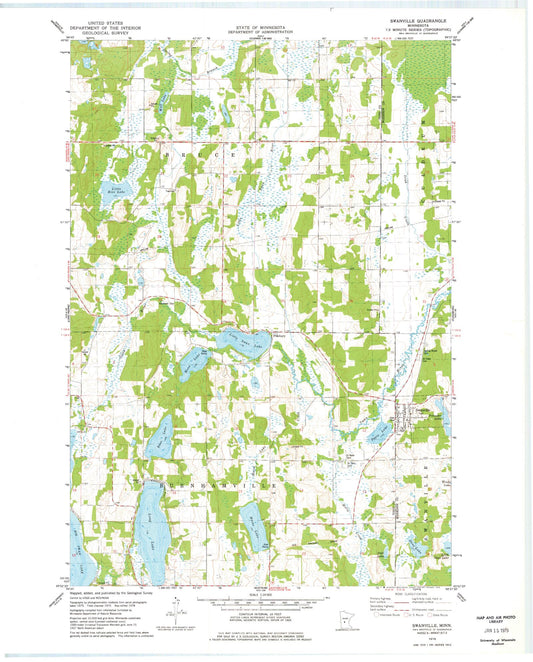 Classic USGS Swanville Minnesota 7.5'x7.5' Topo Map Image
