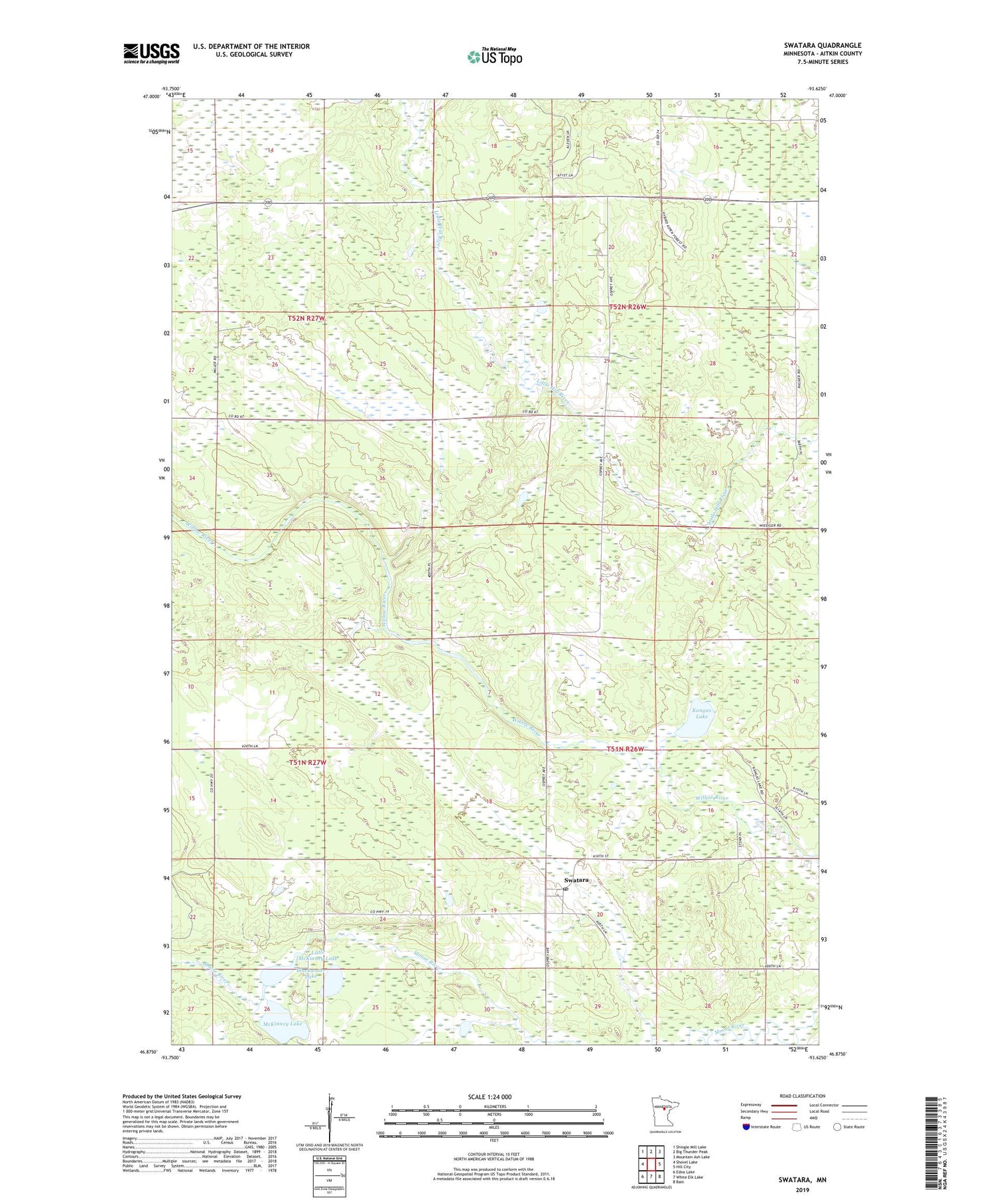 Swatara Minnesota US Topo Map Image