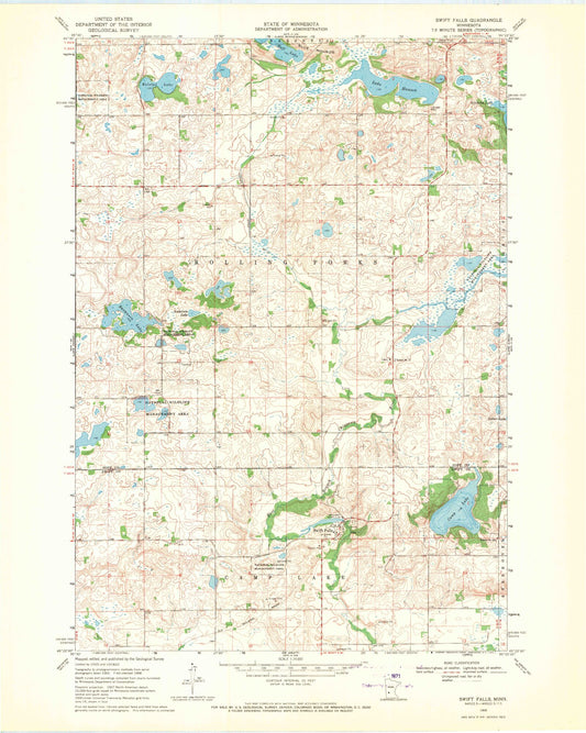 Classic USGS Swift Falls Minnesota 7.5'x7.5' Topo Map Image