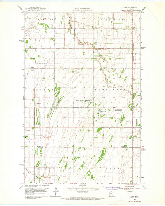 Classic USGS Syre Minnesota 7.5'x7.5' Topo Map Image