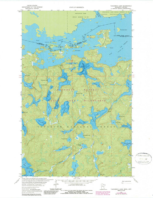 Classic USGS Takucmich Lake Minnesota 7.5'x7.5' Topo Map Image