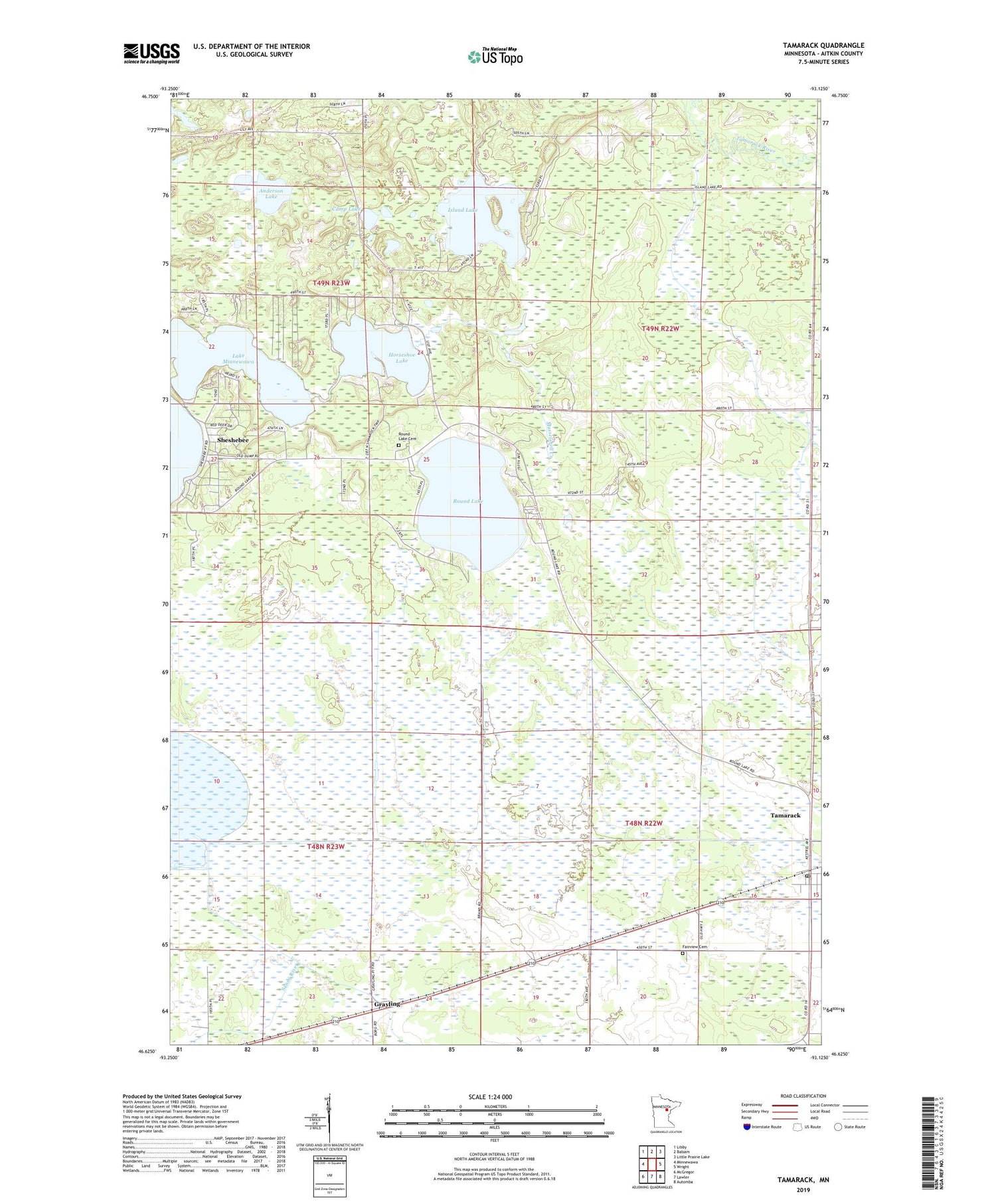 Tamarack Minnesota US Topo Map Image