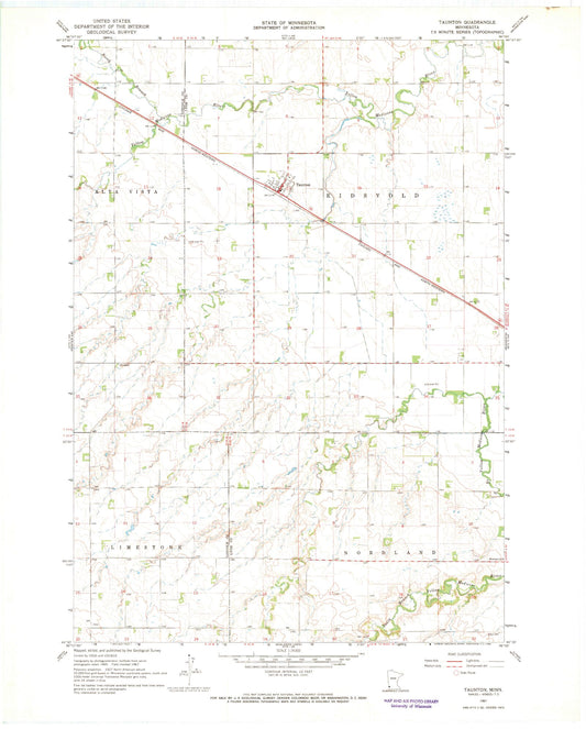 Classic USGS Taunton Minnesota 7.5'x7.5' Topo Map Image