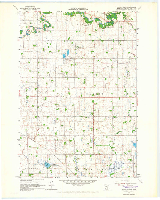 Classic USGS Tenmile Lake Minnesota 7.5'x7.5' Topo Map Image