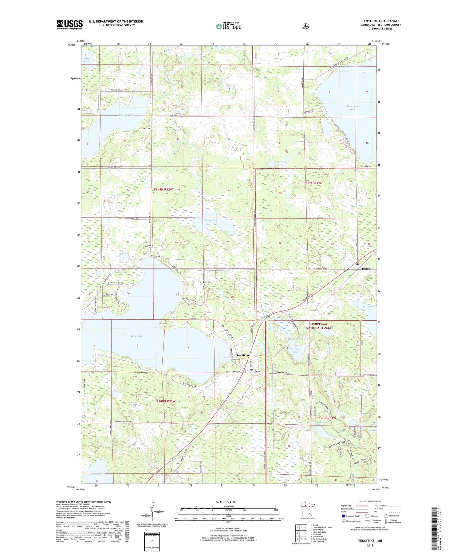 Tenstrike Minnesota US Topo Map Image