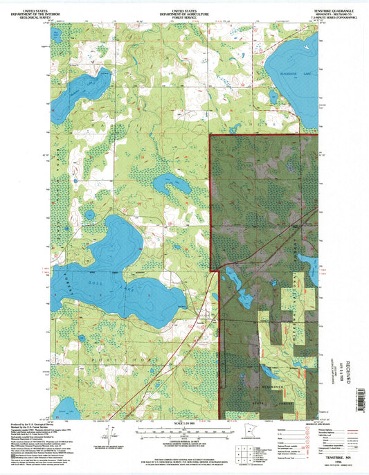 Classic USGS Tenstrike Minnesota 7.5'x7.5' Topo Map Image