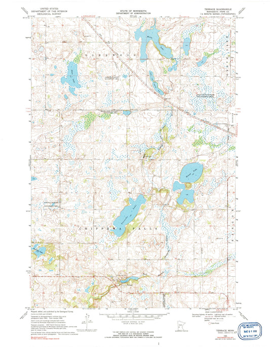 Classic USGS Terrace Minnesota 7.5'x7.5' Topo Map Image