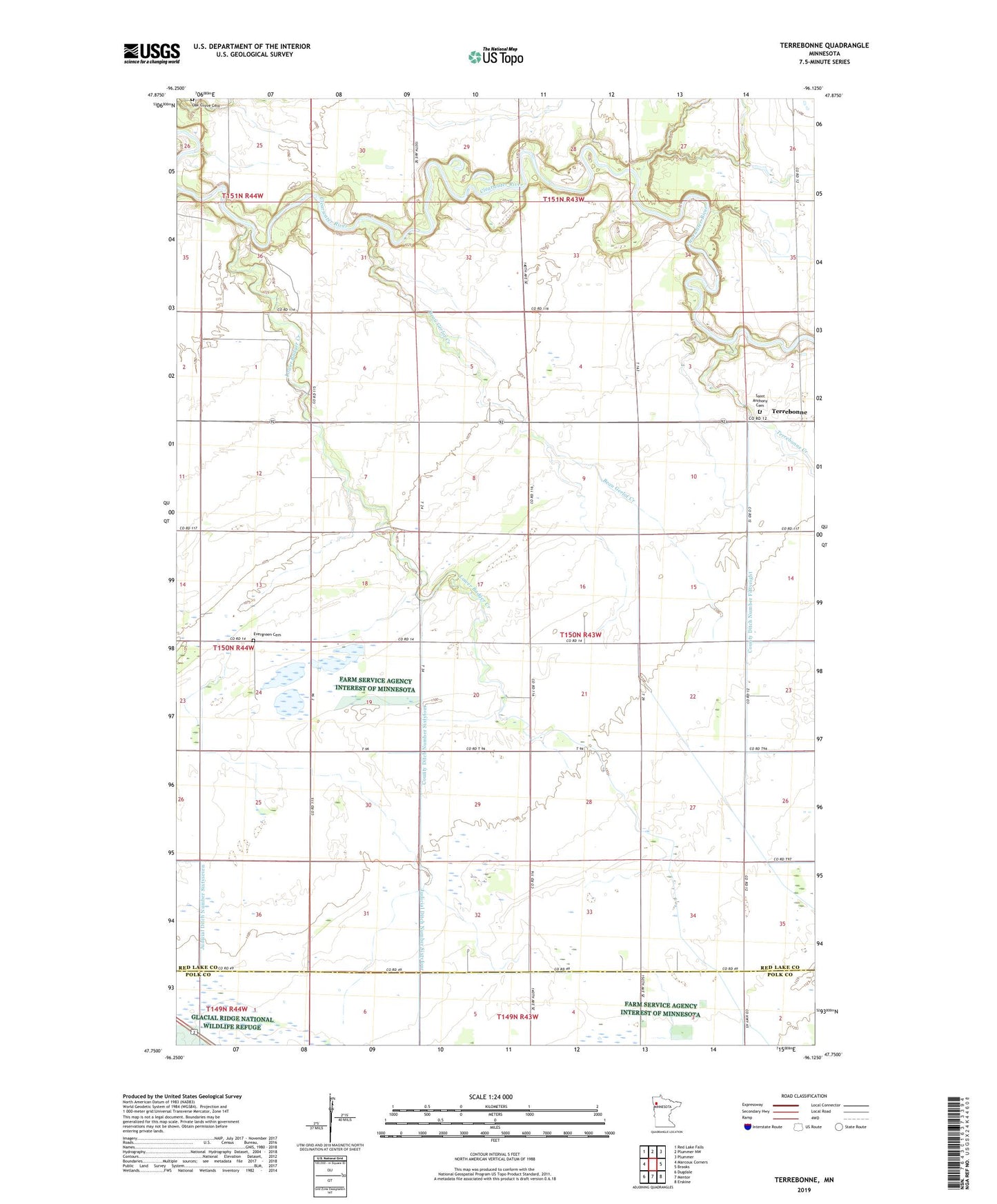 Terrebonne Minnesota US Topo Map Image