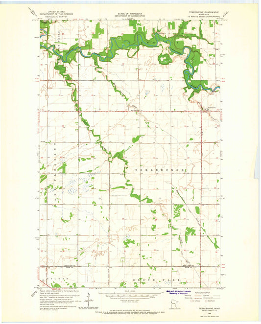 Classic USGS Terrebonne Minnesota 7.5'x7.5' Topo Map Image