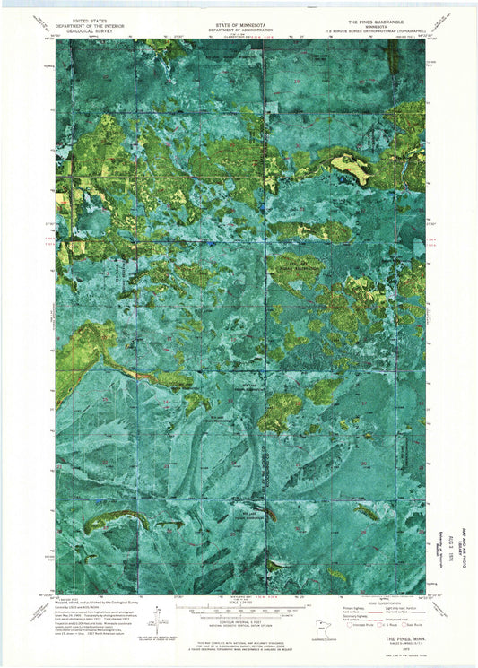 Classic USGS The Pines Minnesota 7.5'x7.5' Topo Map Image