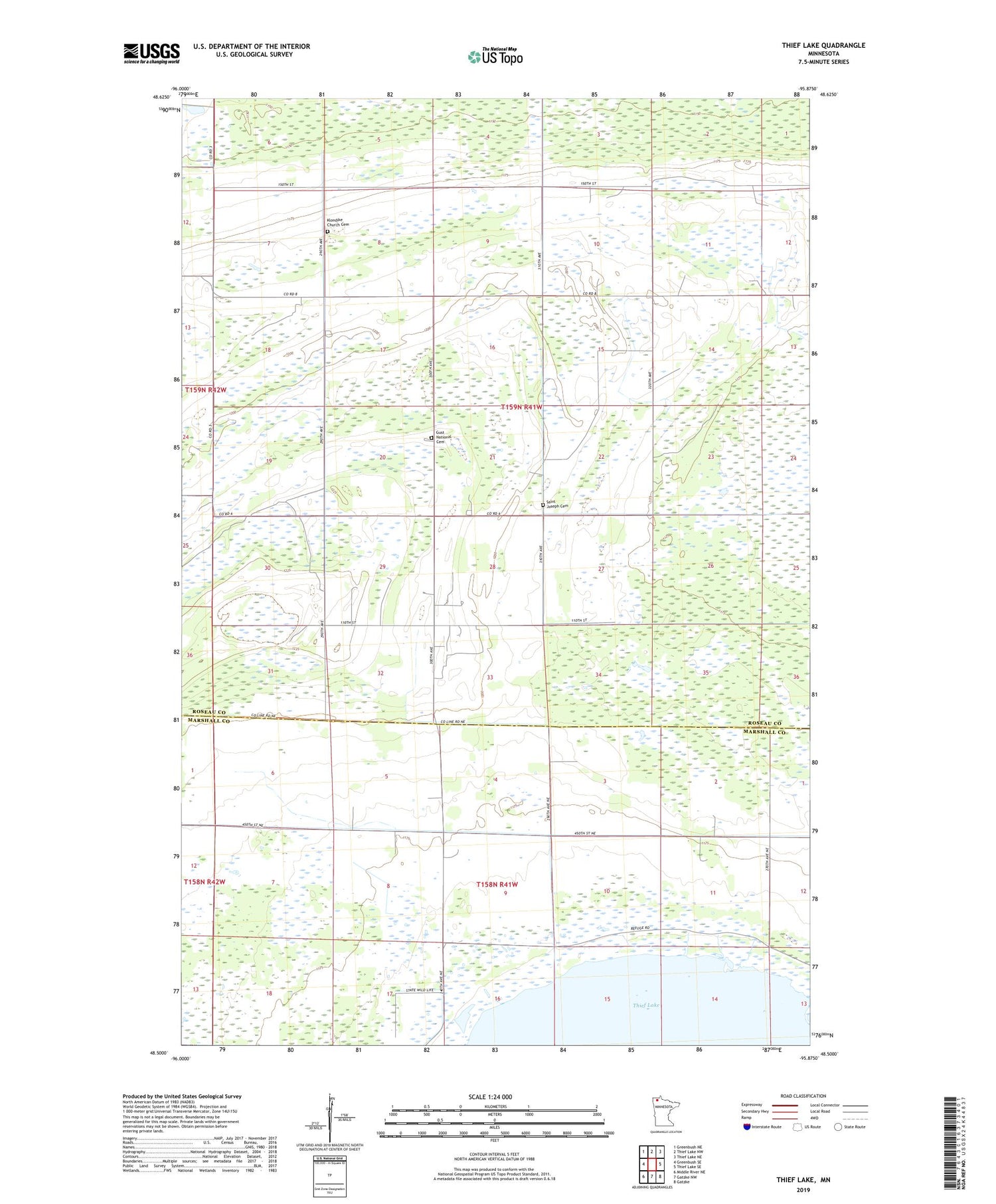 Thief Lake Minnesota US Topo Map Image