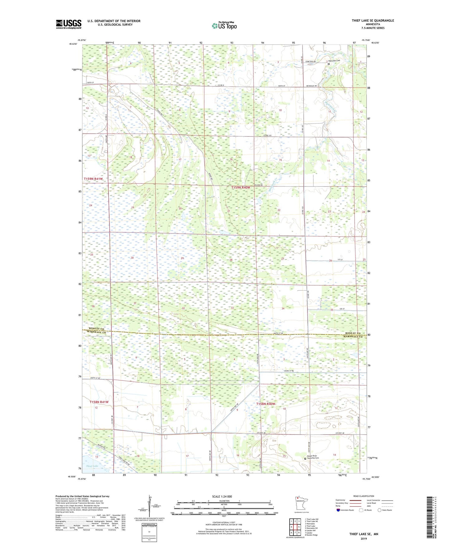 Thief Lake SE Minnesota US Topo Map Image
