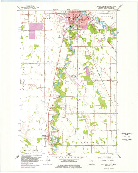 Classic USGS Thief River Falls Minnesota 7.5'x7.5' Topo Map Image