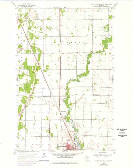 Classic USGS Thief River Falls NW Minnesota 7.5'x7.5' Topo Map Image