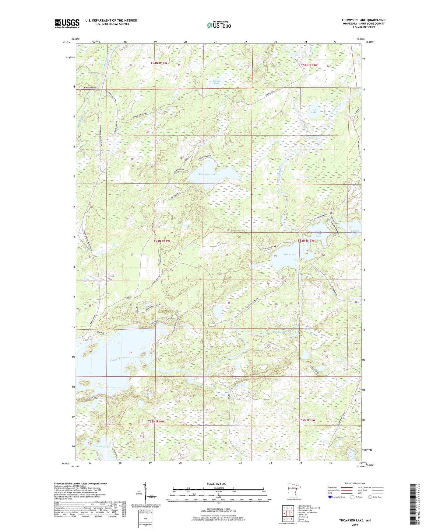 Thompson Lake Minnesota US Topo Map Image
