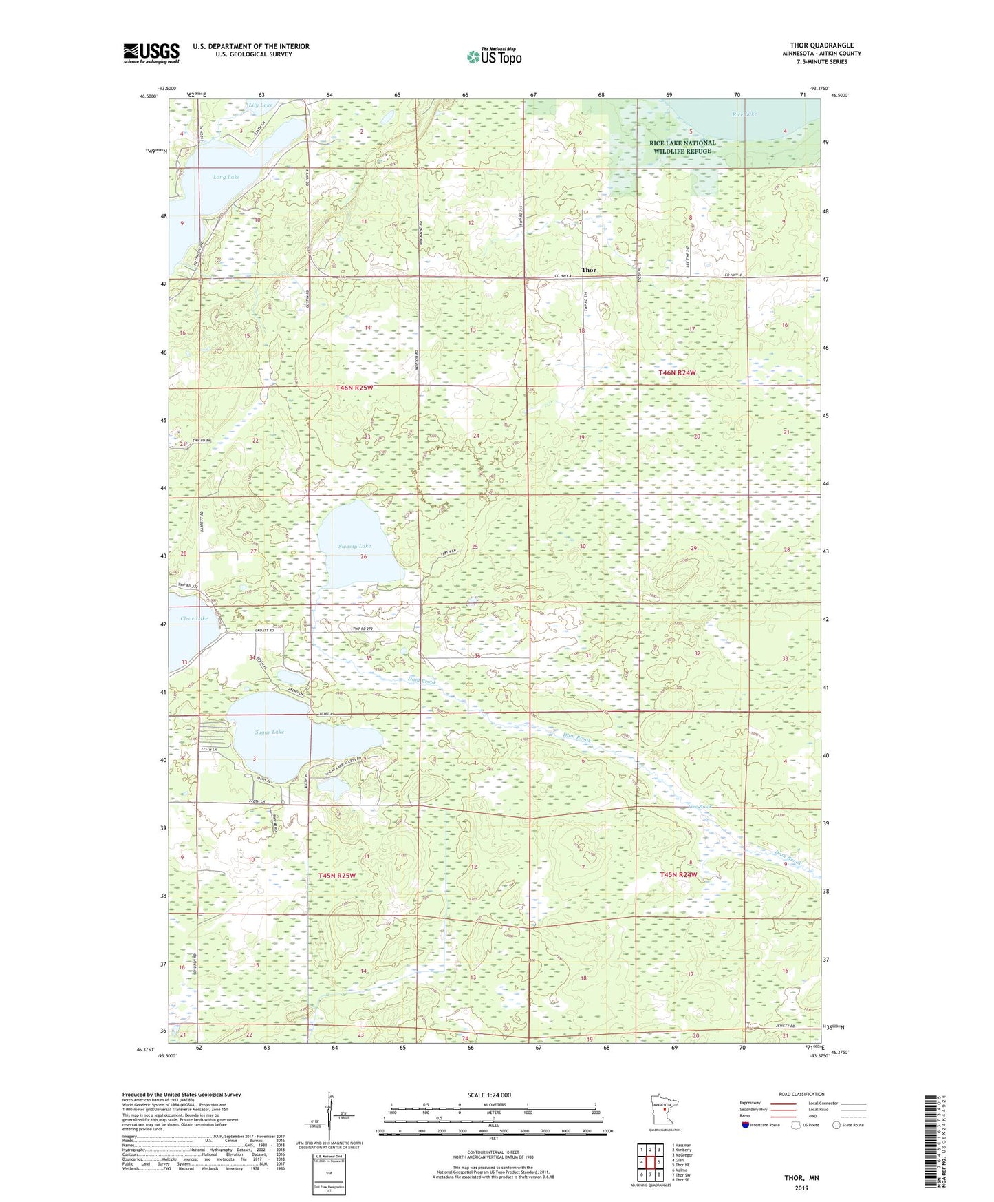 Thor Minnesota US Topo Map Image