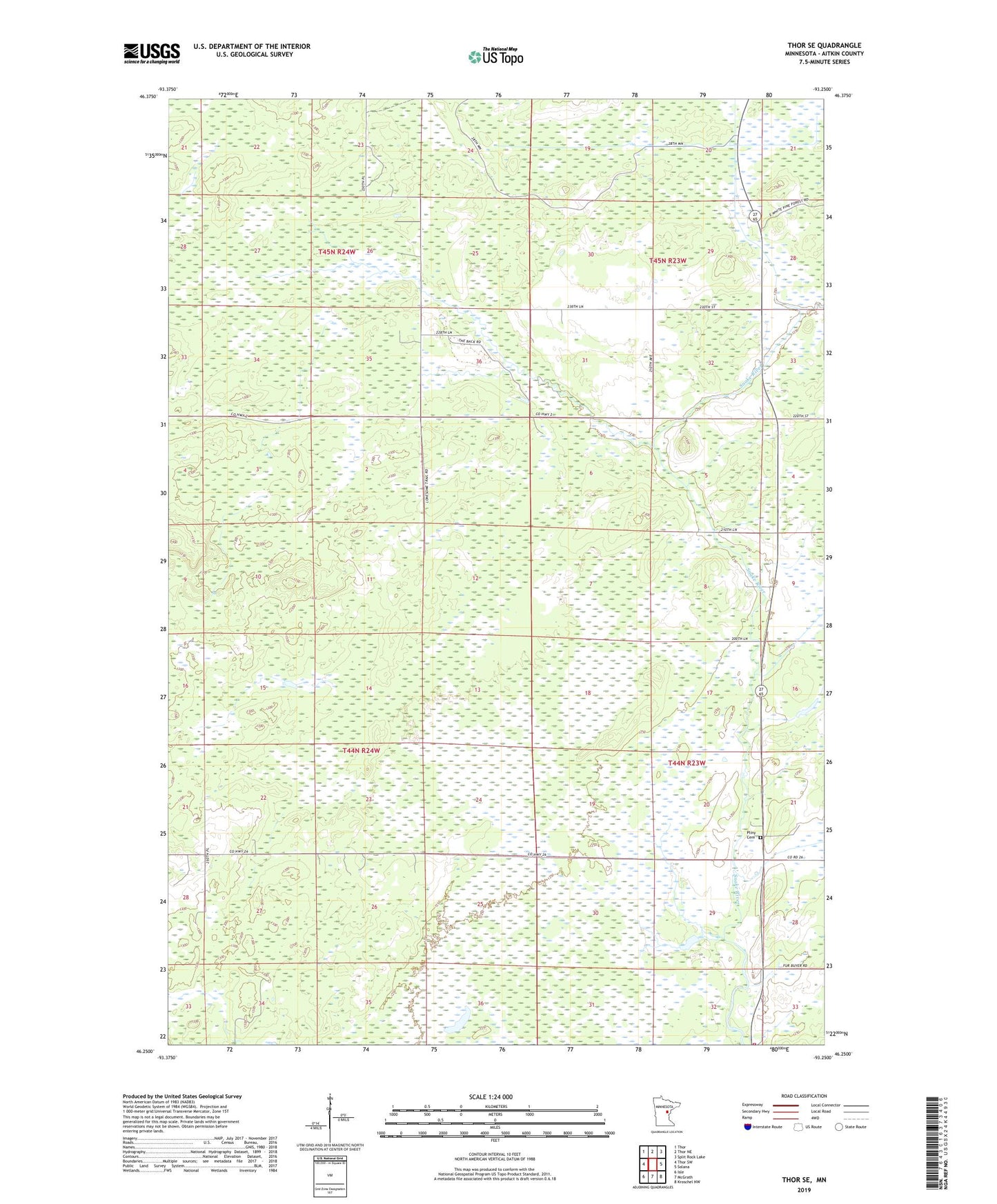 Thor SE Minnesota US Topo Map Image