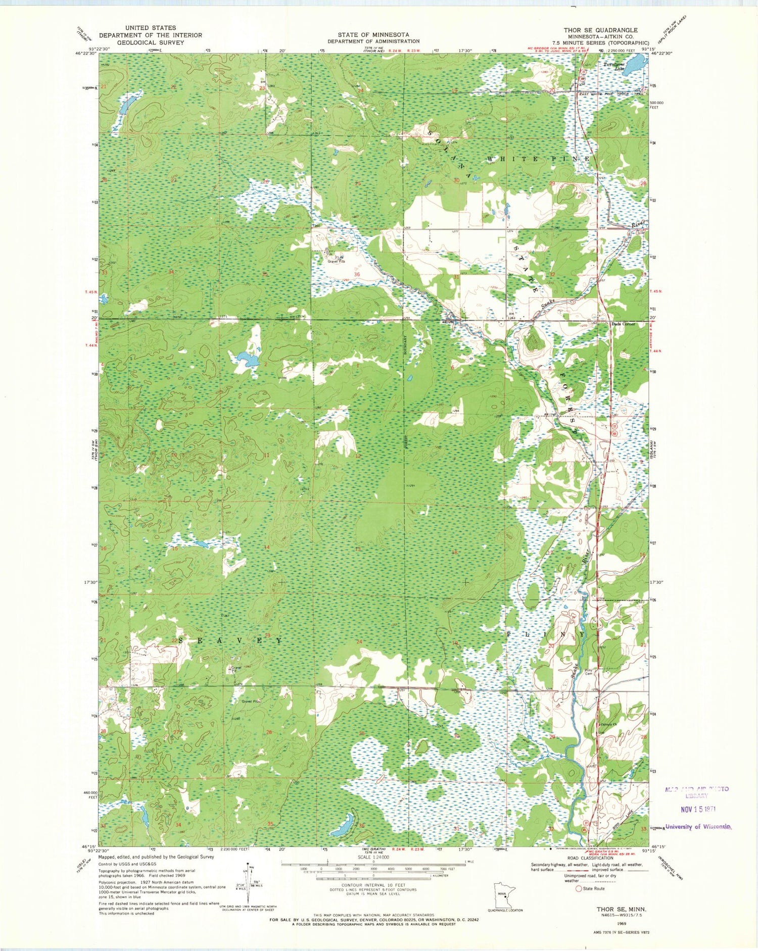 Classic USGS Thor SE Minnesota 7.5'x7.5' Topo Map Image