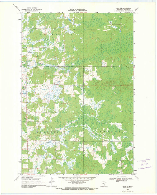 Classic USGS Thor SW Minnesota 7.5'x7.5' Topo Map Image