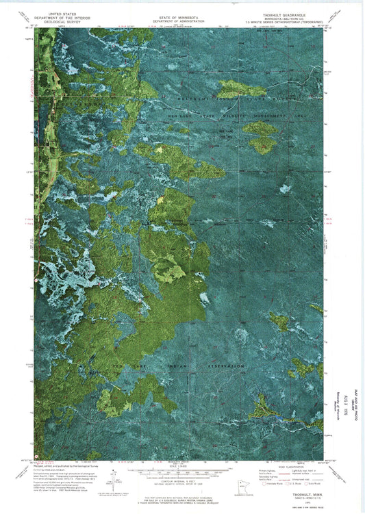 Classic USGS Thorhult Minnesota 7.5'x7.5' Topo Map Image