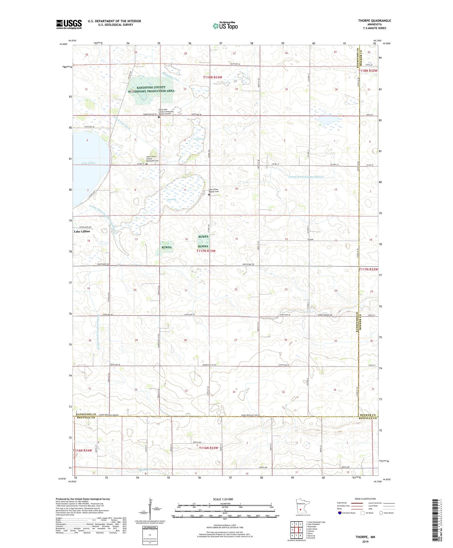 Thorpe Minnesota US Topo Map Image