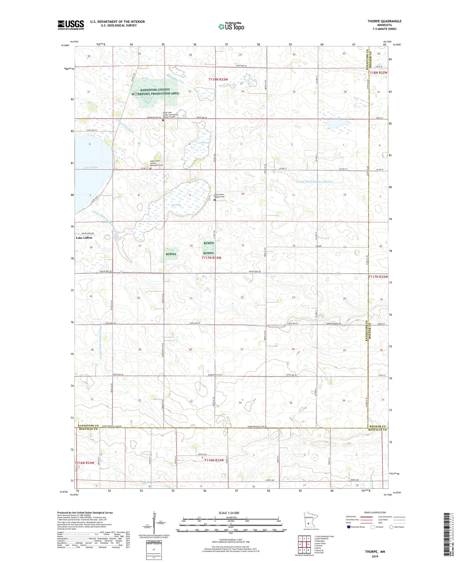Thorpe Minnesota US Topo Map Image
