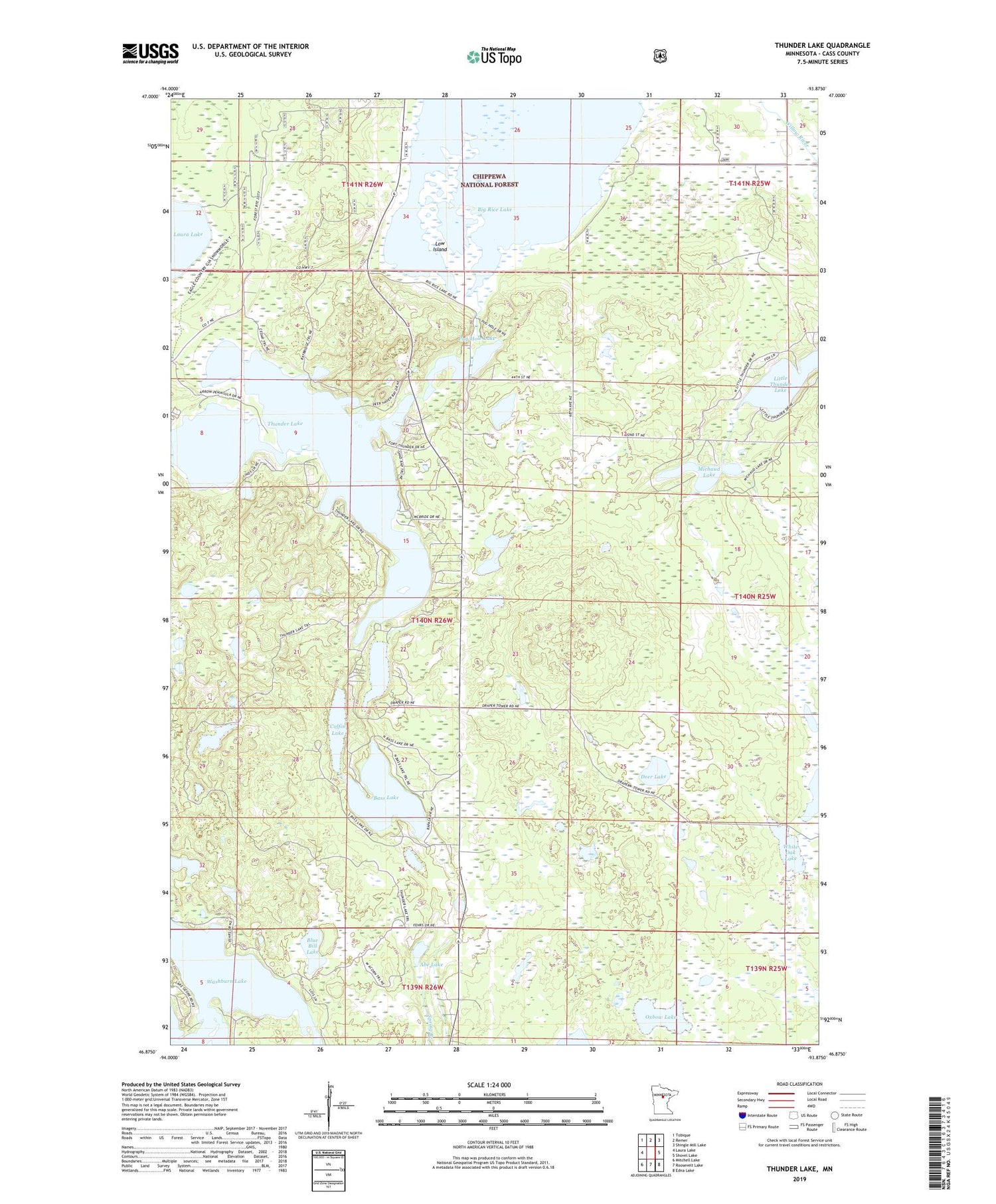 Thunder Lake Minnesota US Topo Map Image