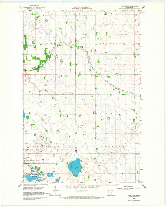 Classic USGS Tilde Lake Minnesota 7.5'x7.5' Topo Map Image