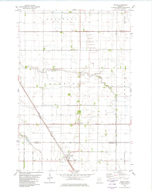 Classic USGS Tintah Minnesota 7.5'x7.5' Topo Map Image