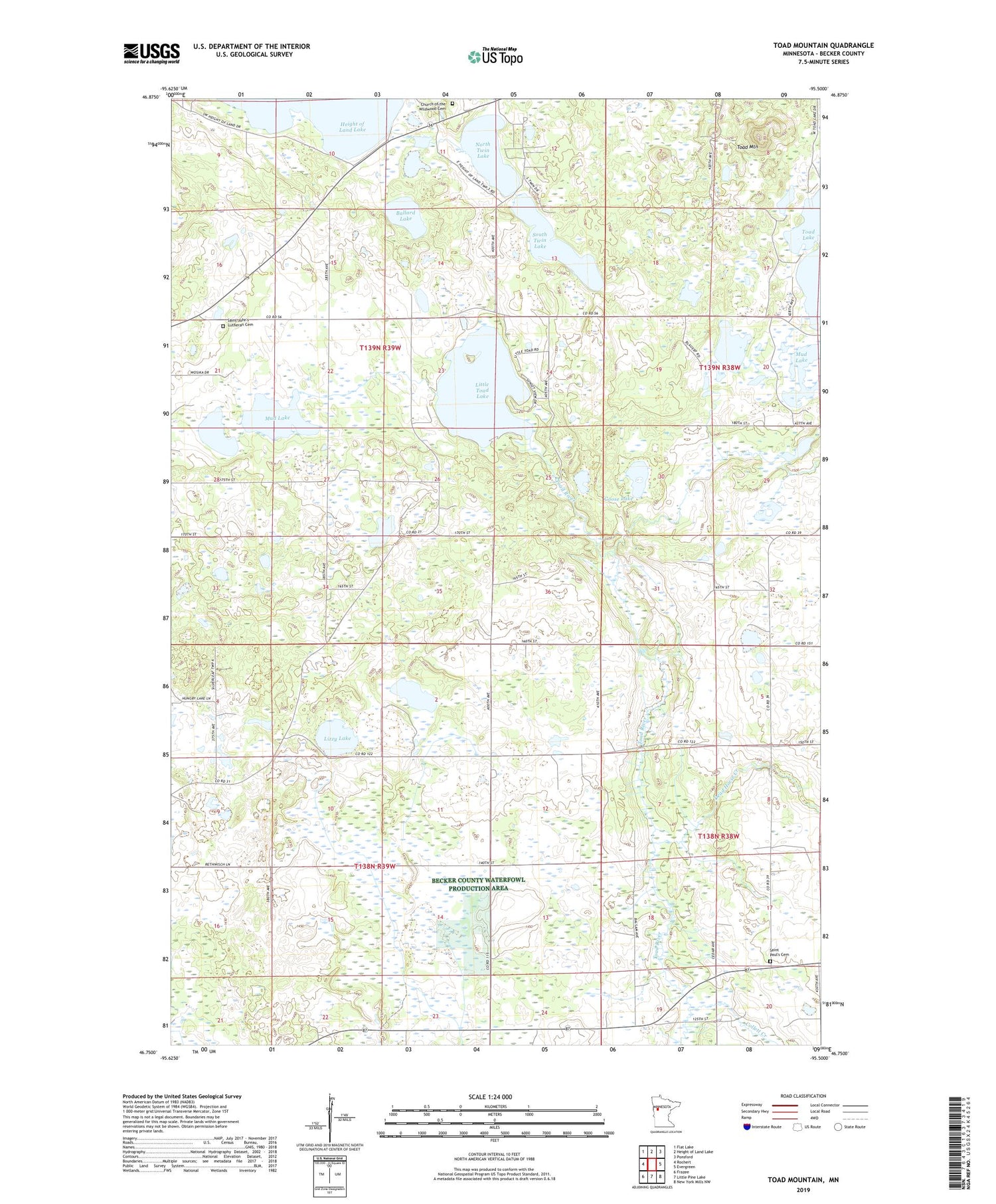 Toad Mountain Minnesota US Topo Map Image