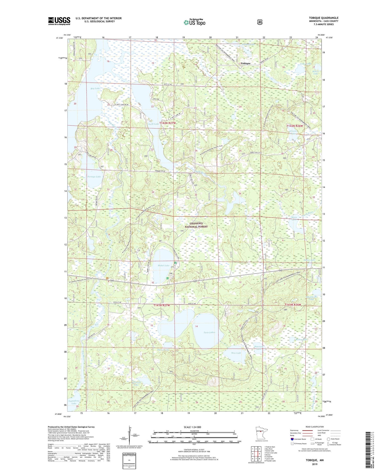 Tobique Minnesota US Topo Map Image