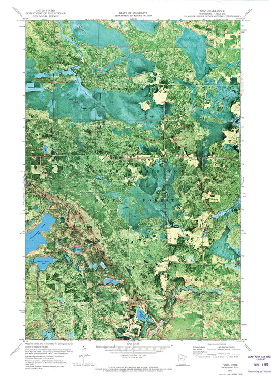 Classic USGS Togo Minnesota 7.5'x7.5' Topo Map Image