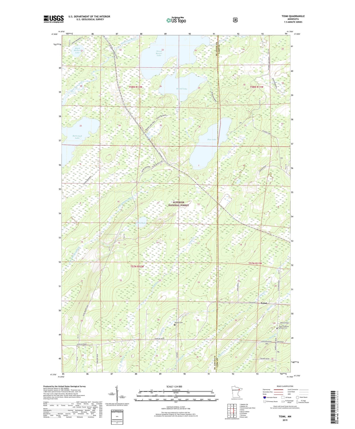 Toimi Minnesota US Topo Map Image
