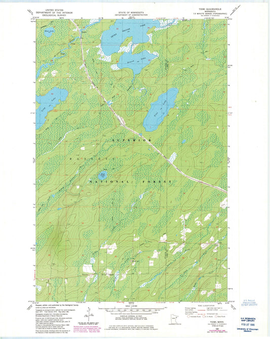 Classic USGS Toimi Minnesota 7.5'x7.5' Topo Map Image