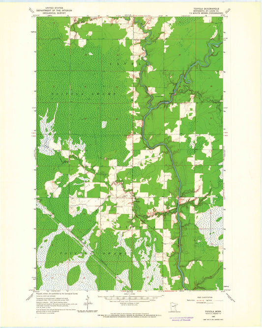 Classic USGS Toivola Minnesota 7.5'x7.5' Topo Map Image