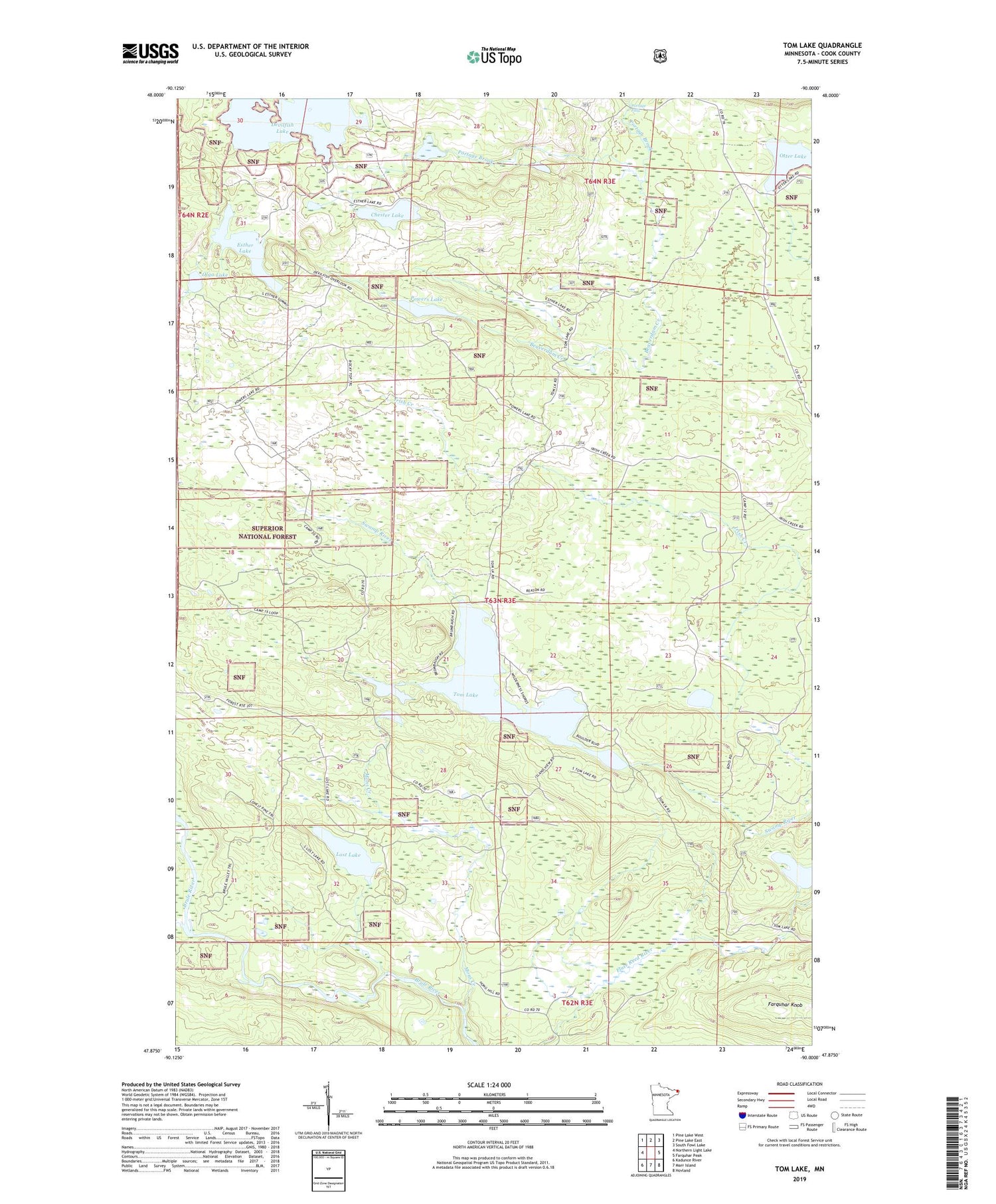 Tom Lake Minnesota US Topo Map Image