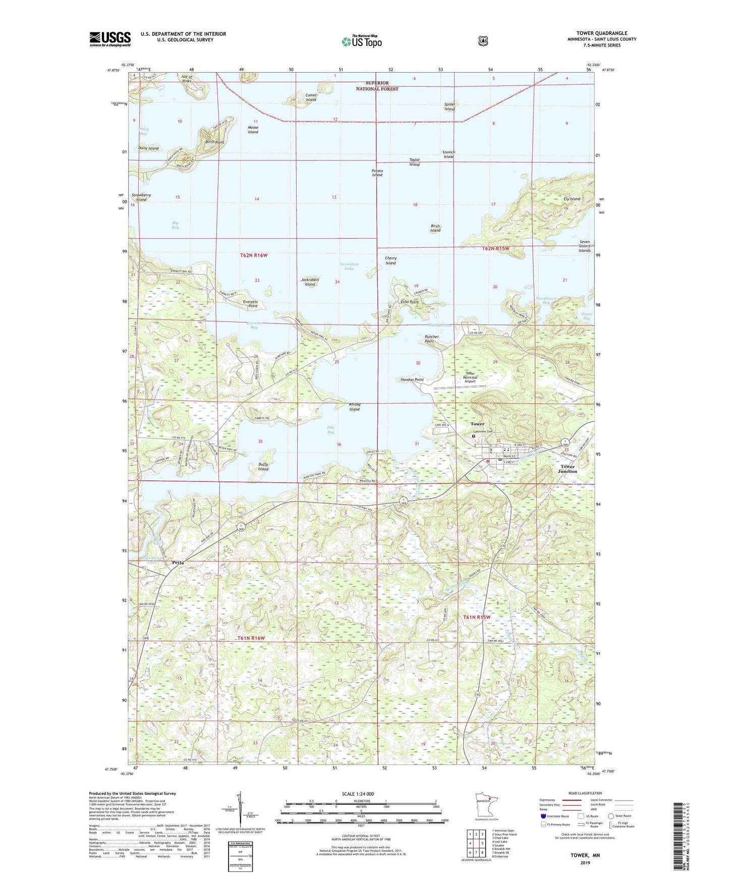 Tower Minnesota US Topo Map Image